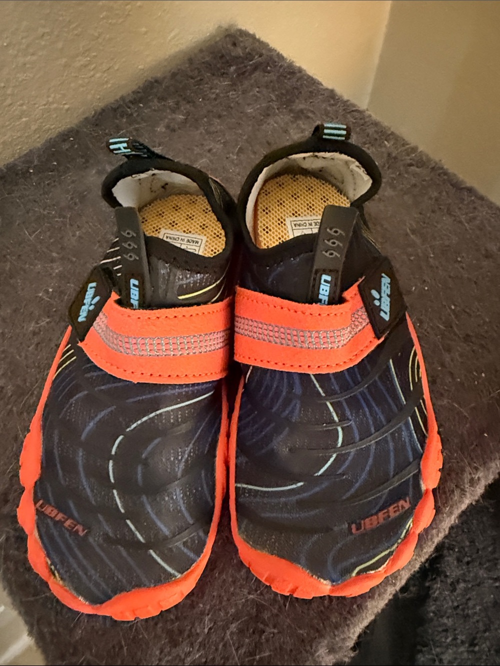 Kids' Navy and Orange Water Shoes with Adjustable Strap